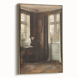 Dark Academia Wall Art - Vintage Gothic Scene of Woman in Quiet Reflection
