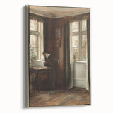 Dark Academia Wall Art - Vintage Gothic Scene of Woman in Quiet Reflection