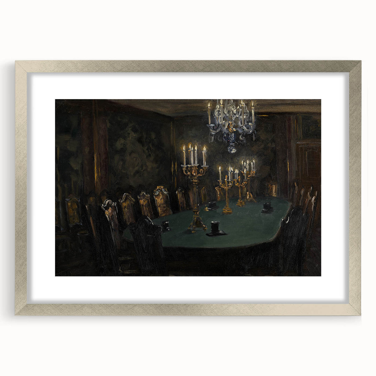 Moody Candlelit Dining Room – Dark Academia Wall Art, Gothic Art Decor