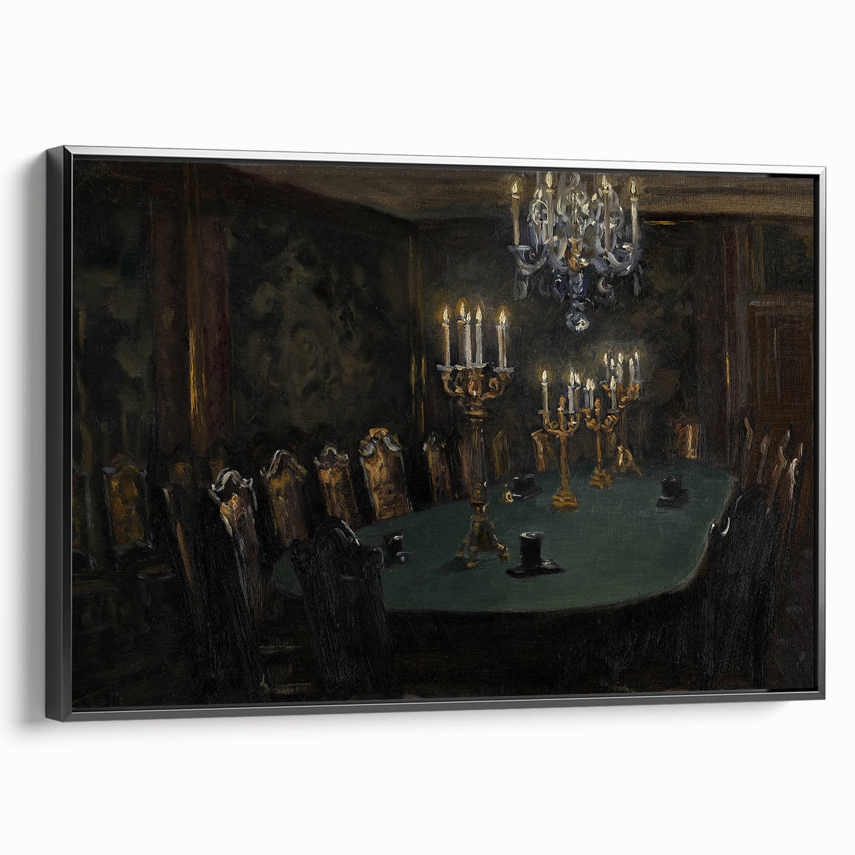 Moody Candlelit Dining Room – Dark Academia Wall Art, Gothic Art Decor