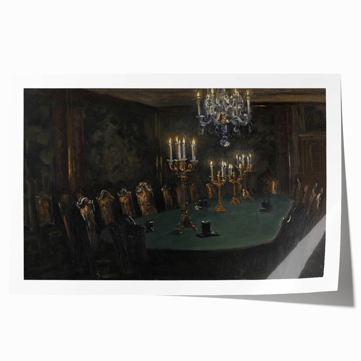 Moody Candlelit Dining Room – Dark Academia Wall Art, Gothic Art Decor