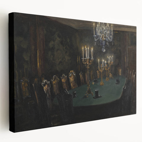 Moody Candlelit Dining Room – Dark Academia Wall Art, Gothic Art Decor