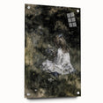 Dark Academia Wall Art - Thoughtful Girl with Flowers for Moody Decor