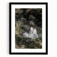 Dark Academia Wall Art - Thoughtful Girl with Flowers for Moody Decor
