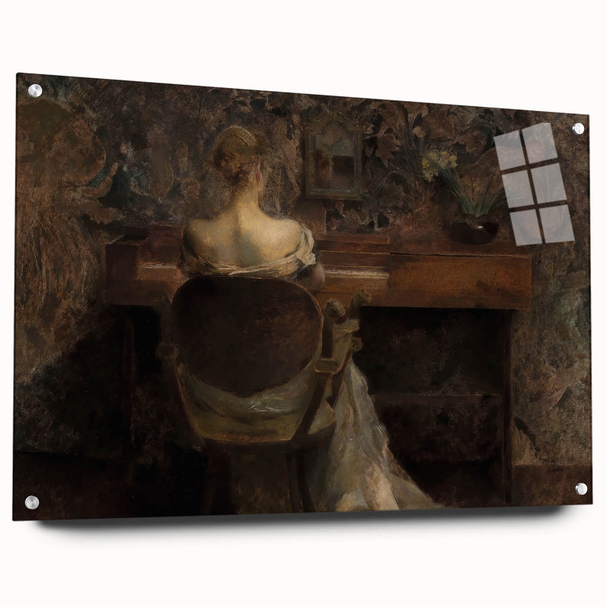 Figure at Desk in Dim Room – Dark Academia Wall Art, Vintage Gothic Prints