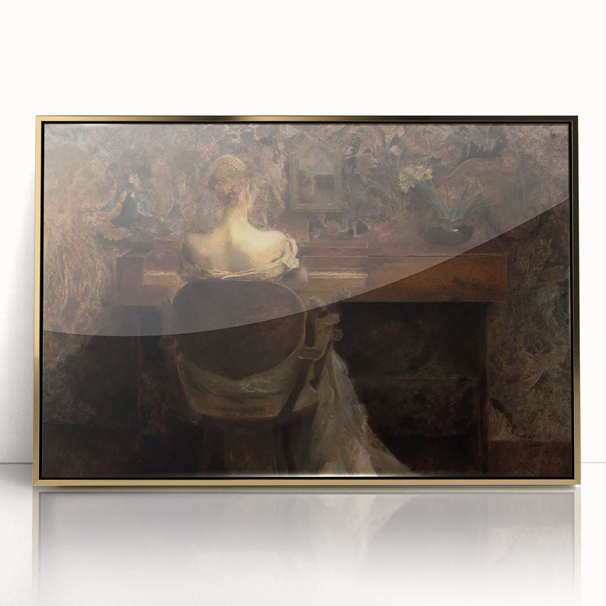 Figure at Desk in Dim Room – Dark Academia Wall Art, Vintage Gothic Prints