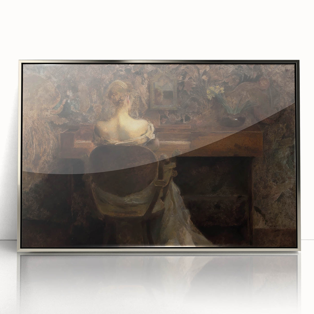 Figure at Desk in Dim Room – Dark Academia Wall Art, Vintage Gothic Prints