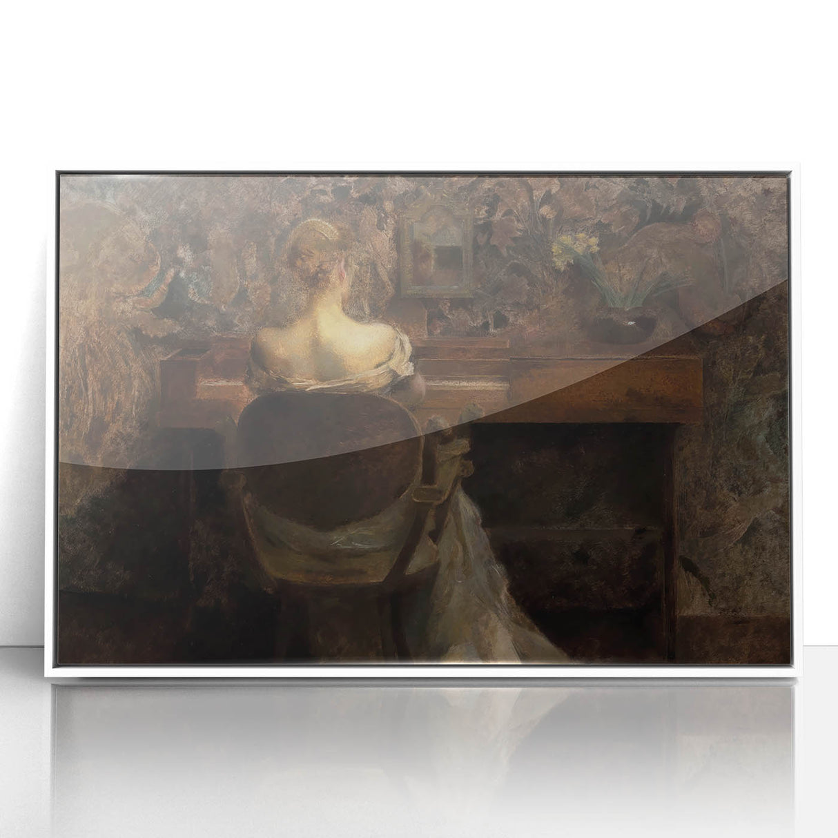 Figure at Desk in Dim Room – Dark Academia Wall Art, Vintage Gothic Prints
