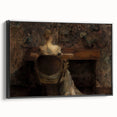 Figure at Desk in Dim Room – Dark Academia Wall Art, Vintage Gothic Prints