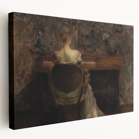 Figure at Desk in Dim Room – Dark Academia Wall Art, Vintage Gothic Prints
