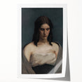 Portrait of Woman with Downcast Eyes – Dark Academia Wall Art, Moody Decor