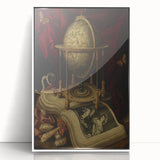Globe and Open Book Still Life – Dark Academia Wall Art, Gothic Decor
