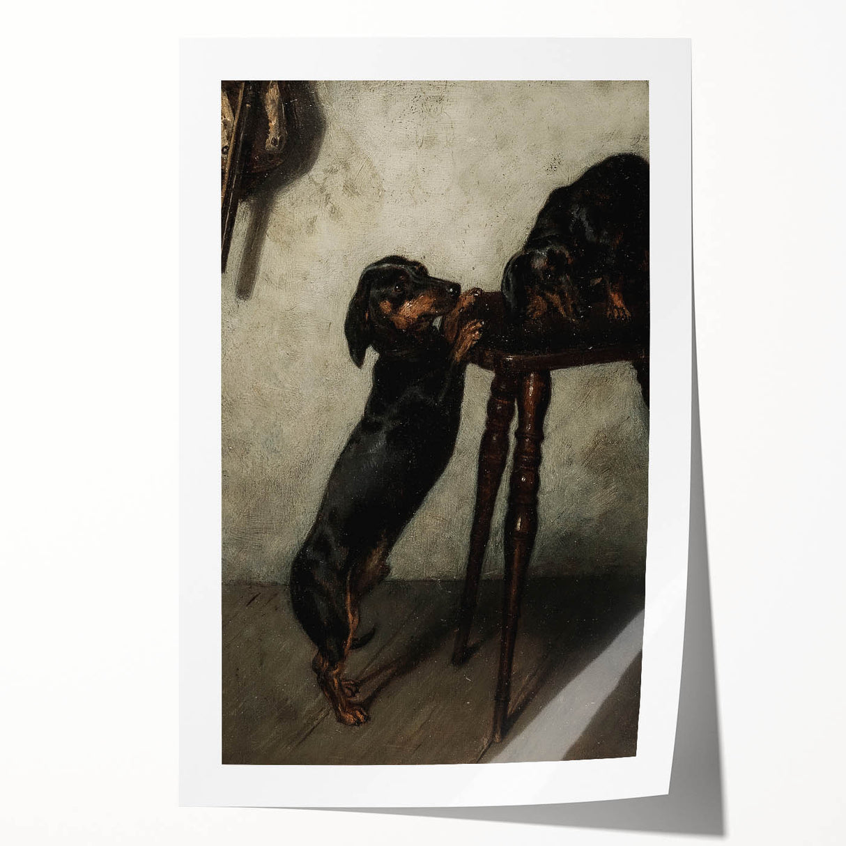Dark Academia Wall Art - Vintage Gothic Dachshunds in a Shadowy Room