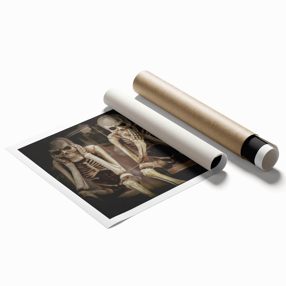 Dark Academia Wall Art - Three Skeletons Gothic Print - Moody Decor