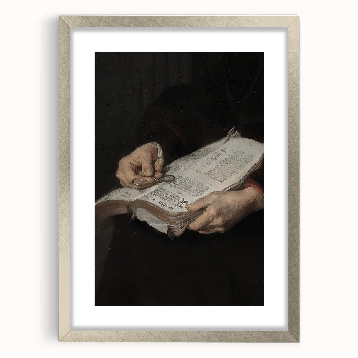 Dark Academia Wall Art - Vintage Gothic Hands Holding an Open Book