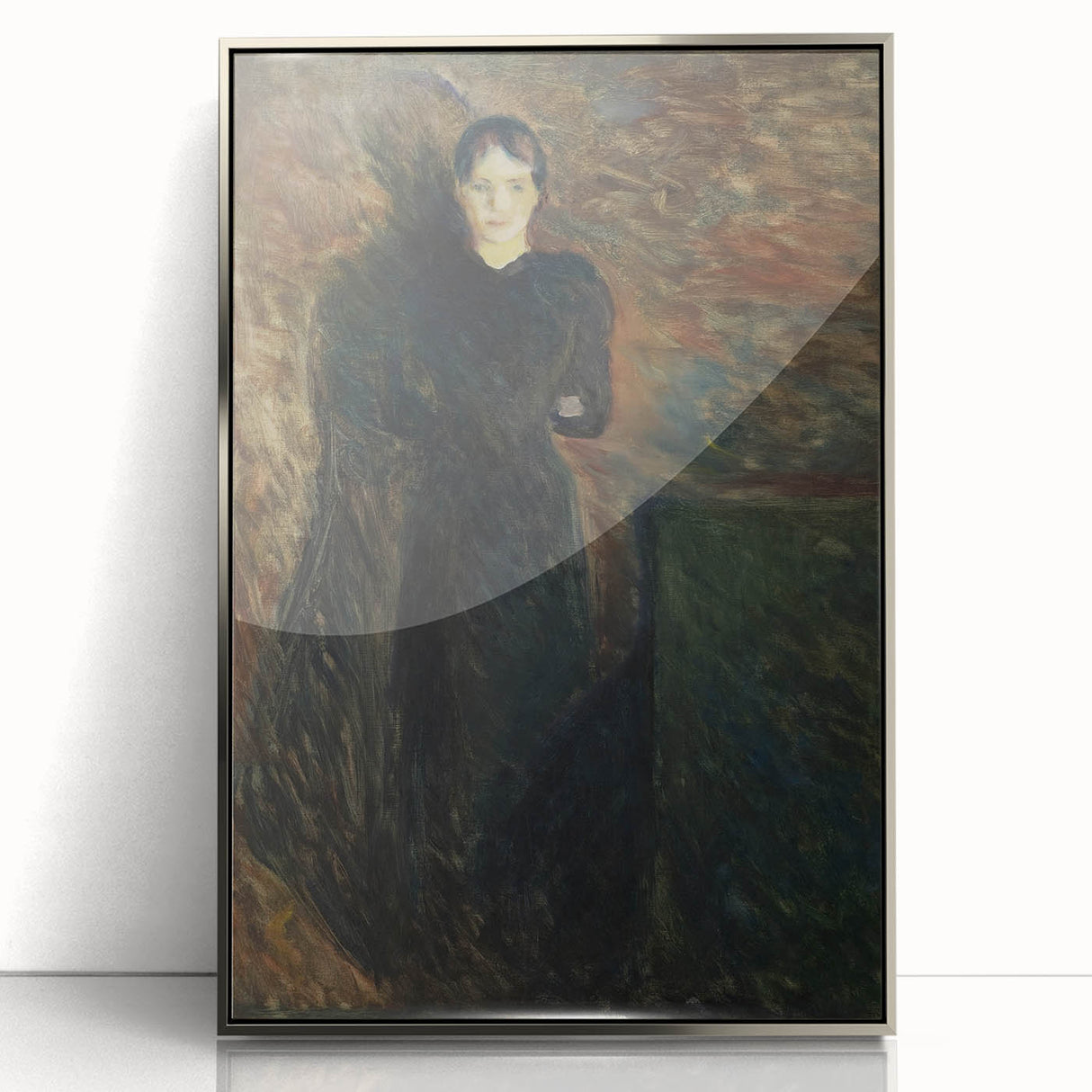 Shadowy Dark Academia Wall Art - Vintage Woman in Moody Abstract Scene