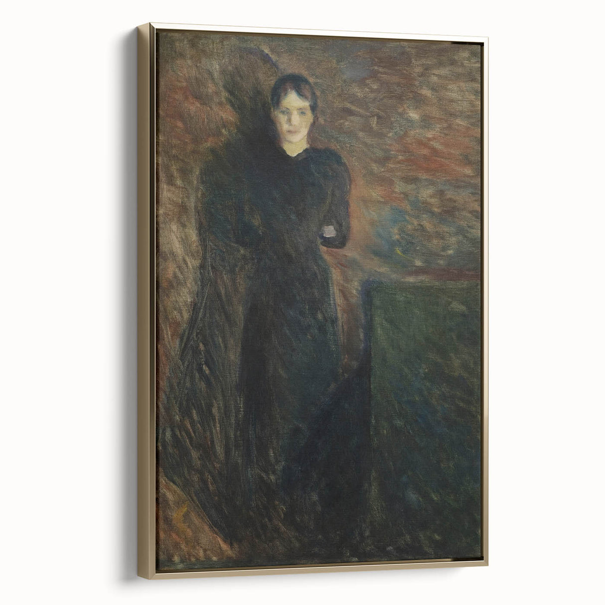 Shadowy Dark Academia Wall Art - Vintage Woman in Moody Abstract Scene