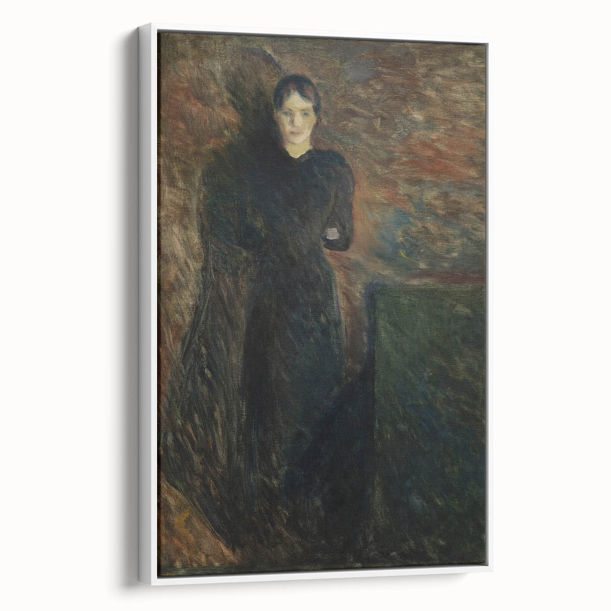 Shadowy Dark Academia Wall Art - Vintage Woman in Moody Abstract Scene