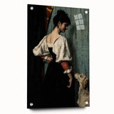 Dark Academia Wall Art - Vintage Gothic Woman and Dog in Thoughtful Pose