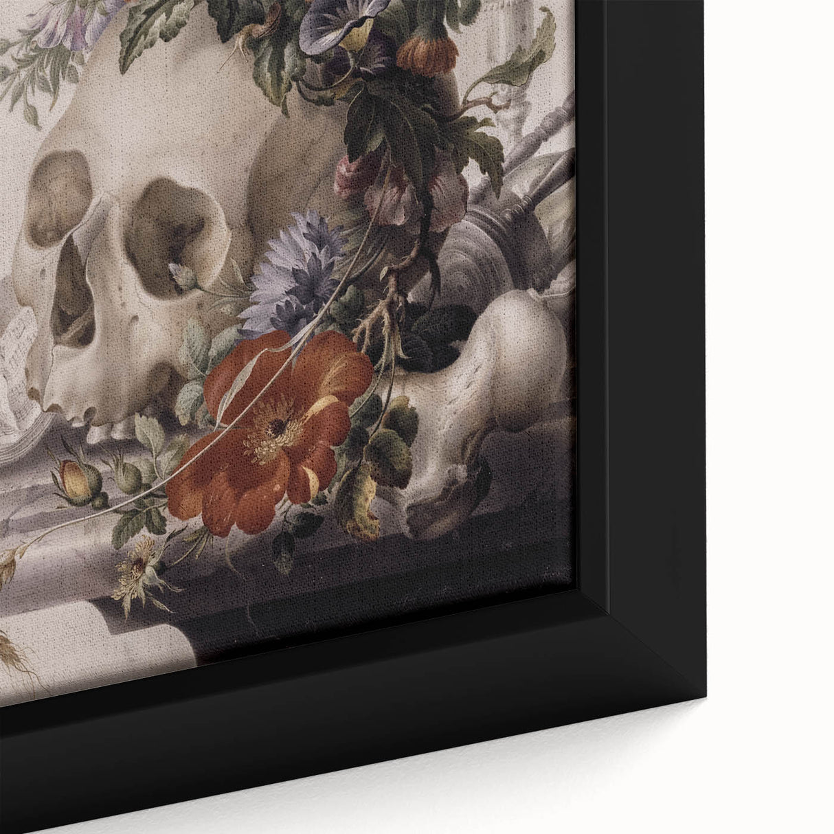 Skull with Floral Crown | Dark Academia Vintage Gothic Wall Art Print