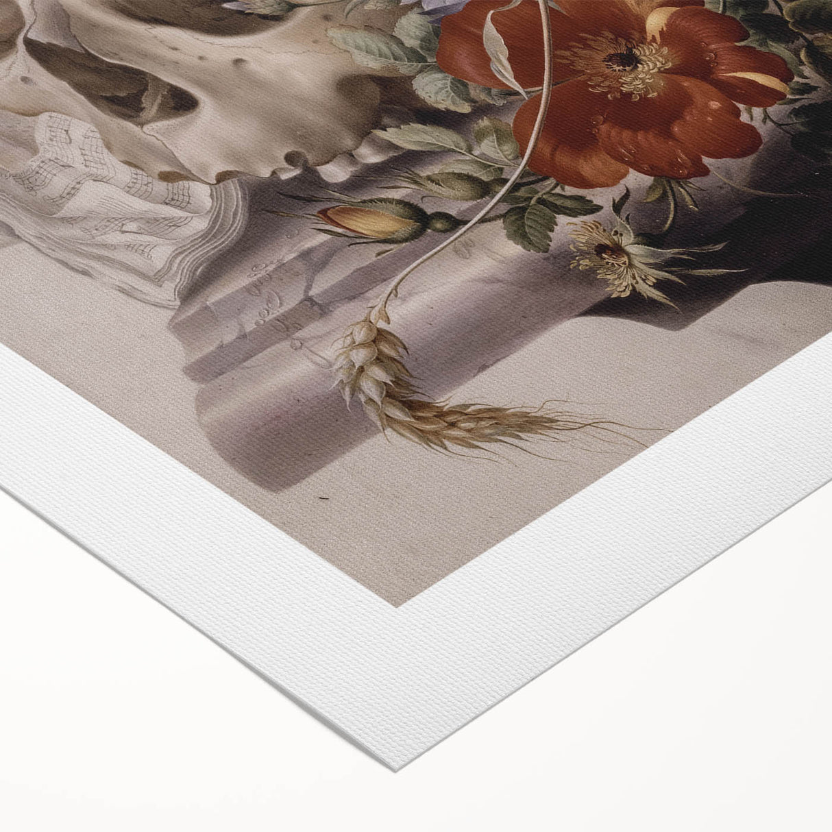 Skull with Floral Crown | Dark Academia Vintage Gothic Wall Art Print