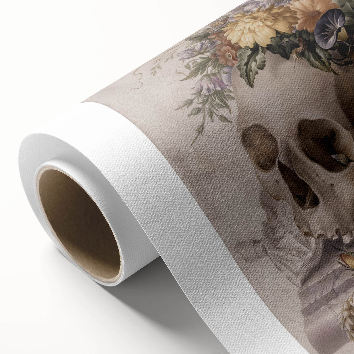 Skull with Floral Crown | Dark Academia Vintage Gothic Wall Art Print