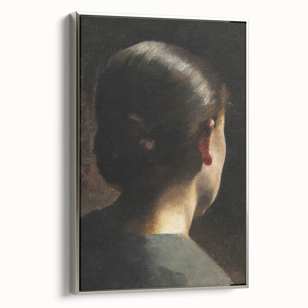 Dark Academia Wall Art - Vintage Gothic Woman in Profile from Behind