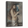 Dark Academia Wall Art - Vintage Gothic Woman Holding Vase in Thought
