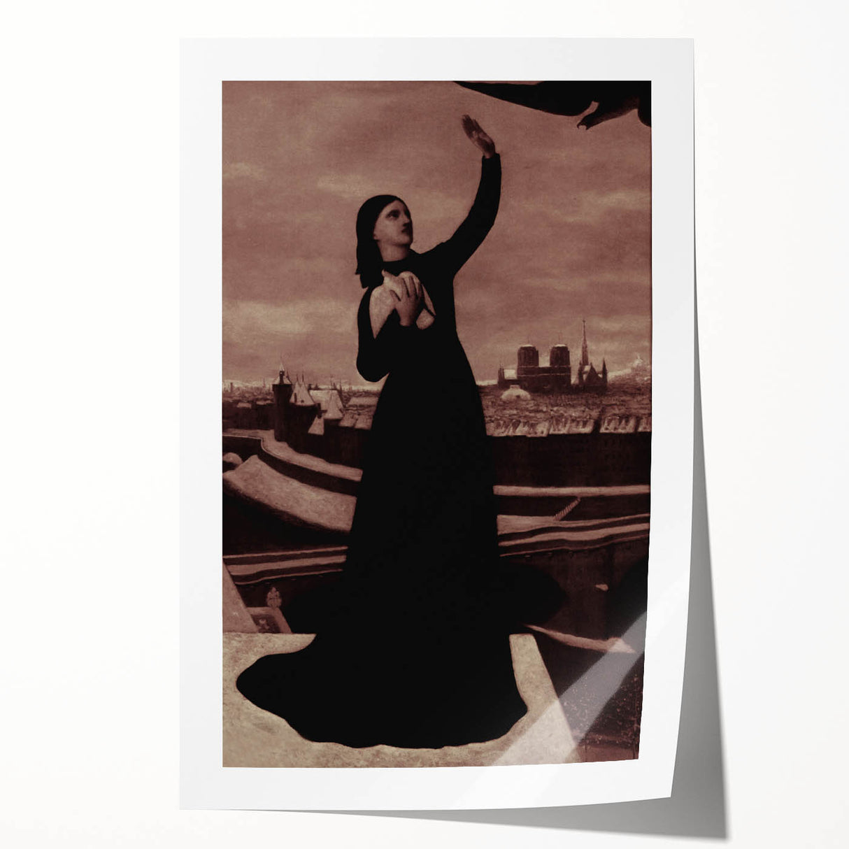 Dark Academia Wall Art - Vintage Gothic Print of Mysterious Woman in Black