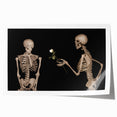 Dark Academia Wall Art – Skeletons with White Rose in Gothic Scene