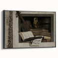 Dark Academia Wall Art – Still Life with Owl, Books, and Violin
