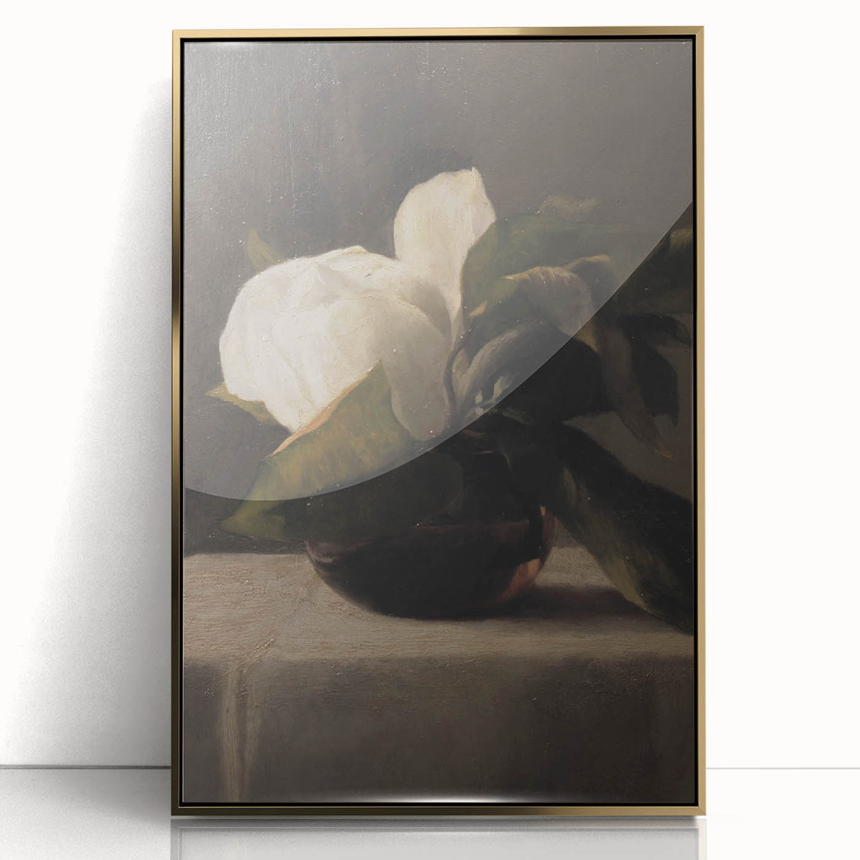 Dark Moody Still Life: White Flower in Vase Wall Art for Home Decor