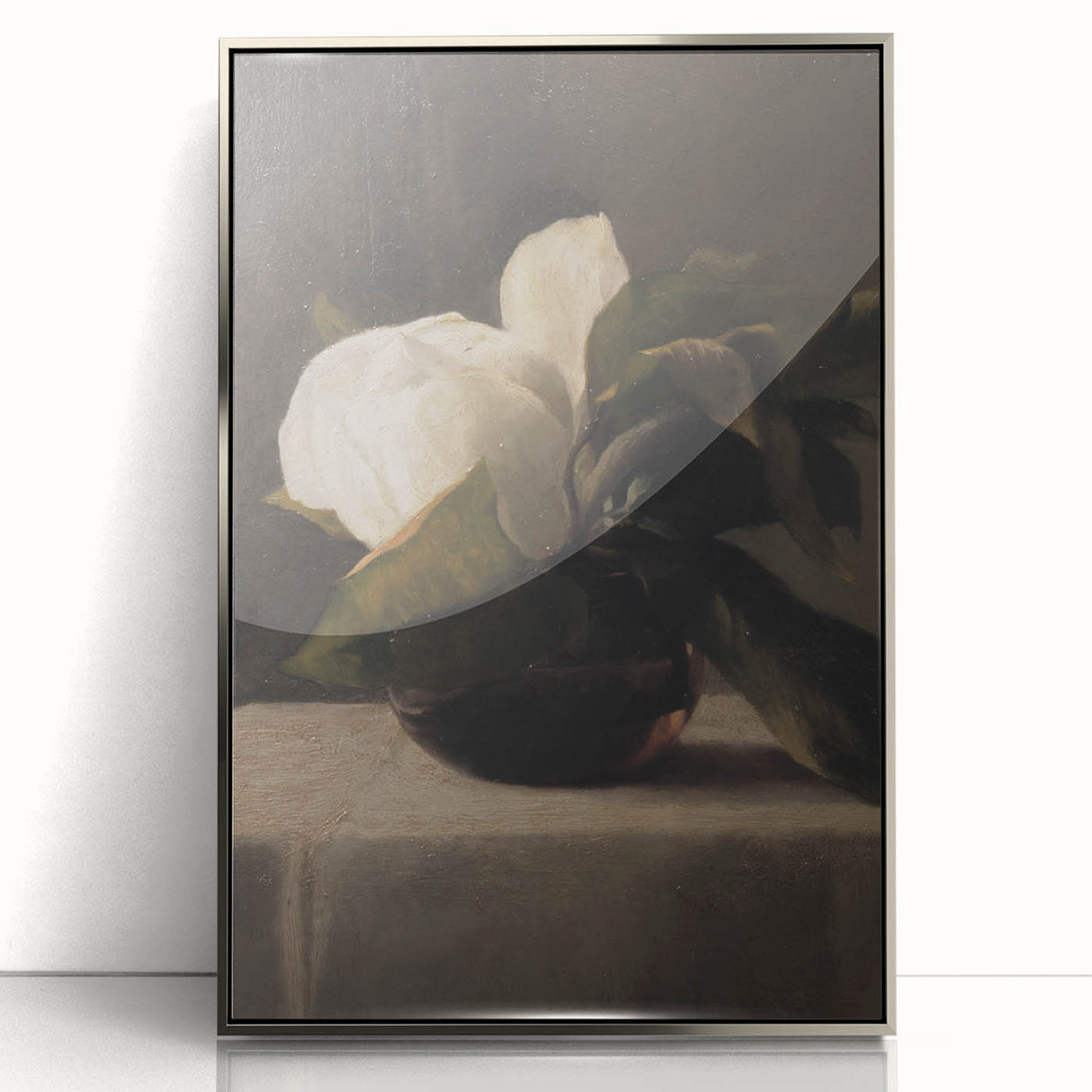 Dark Moody Still Life: White Flower in Vase Wall Art for Home Decor