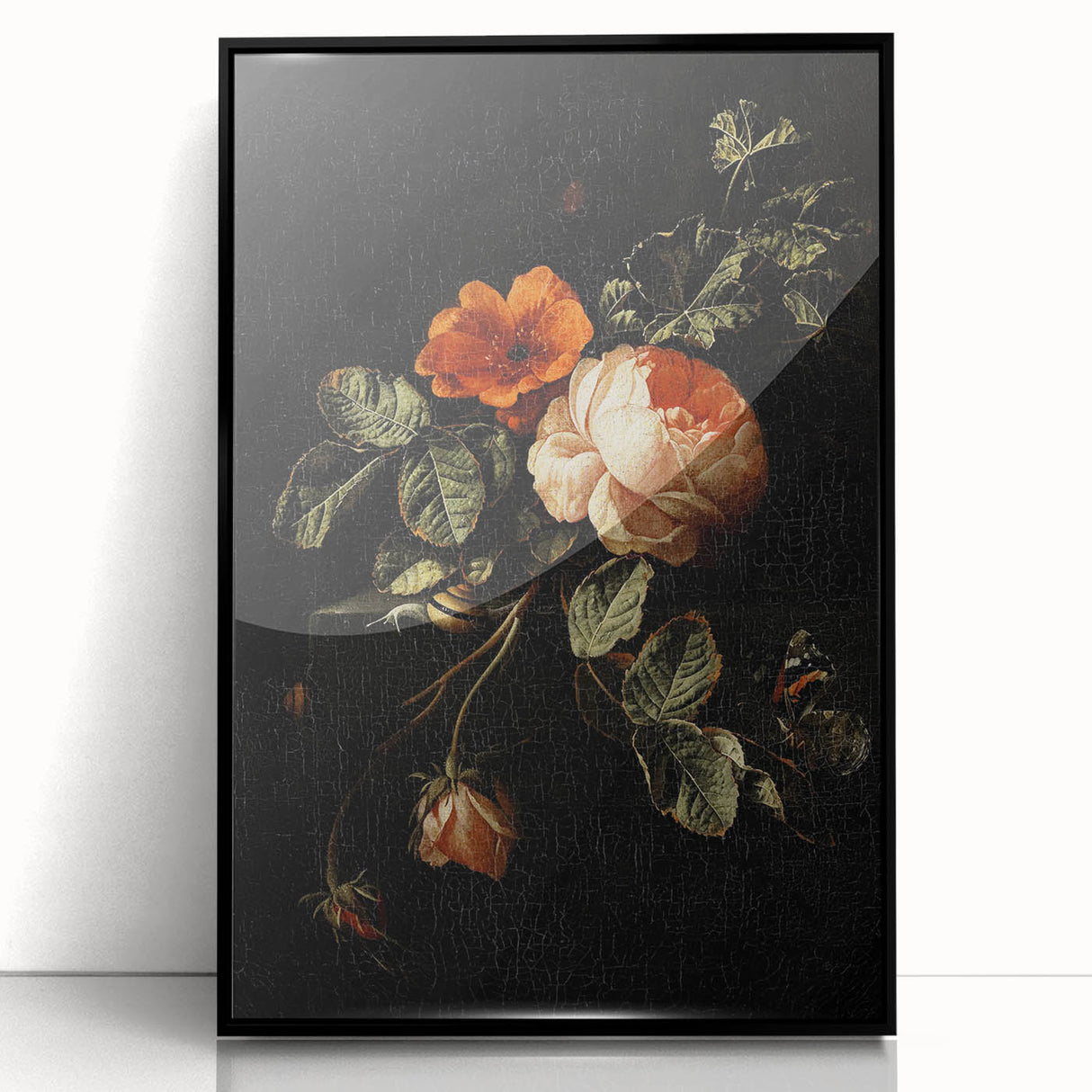 Dark Moody Wall Art - Timeless Floral Arrangement for Dramatic Decor