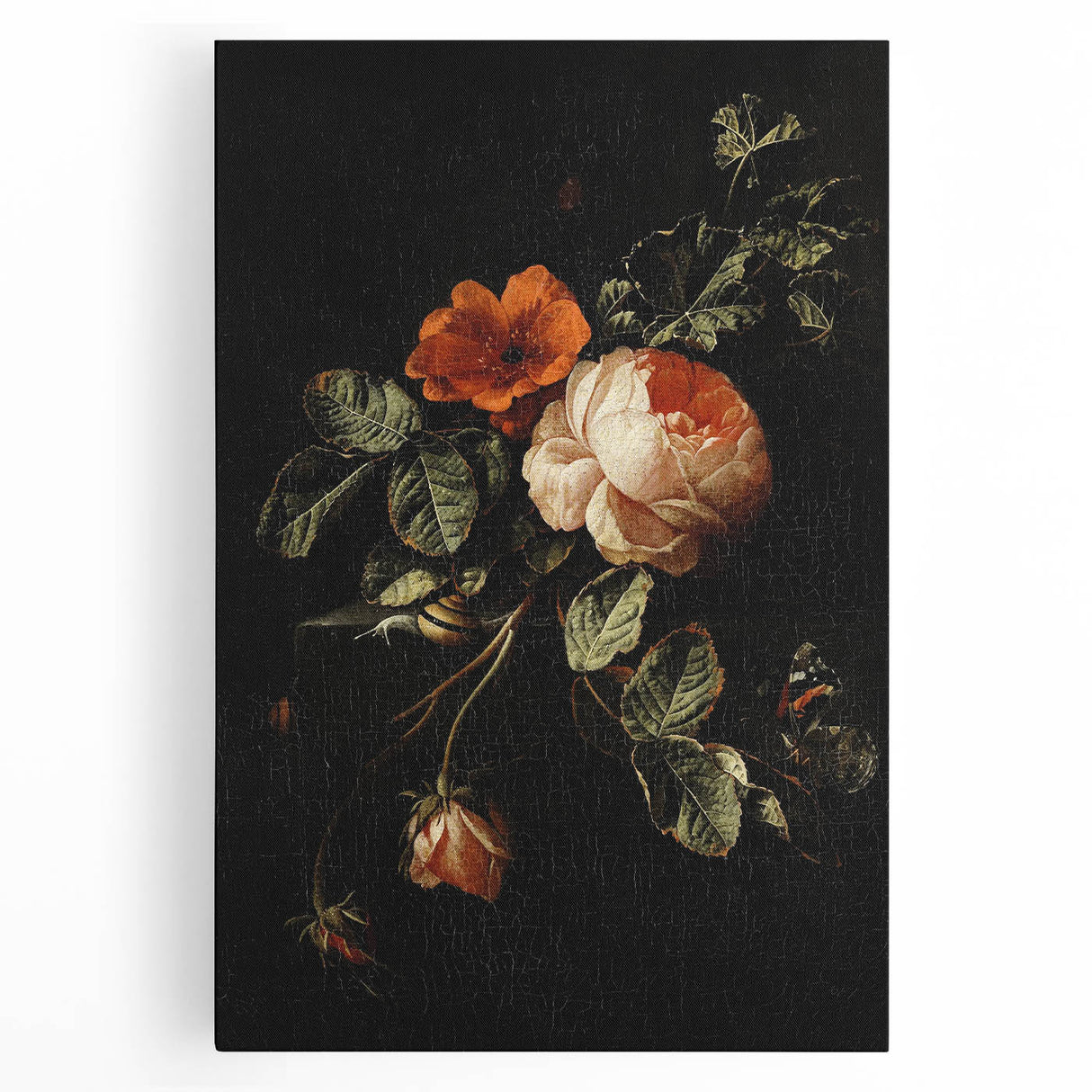 Dark Moody Wall Art - Timeless Floral Arrangement for Dramatic Decor