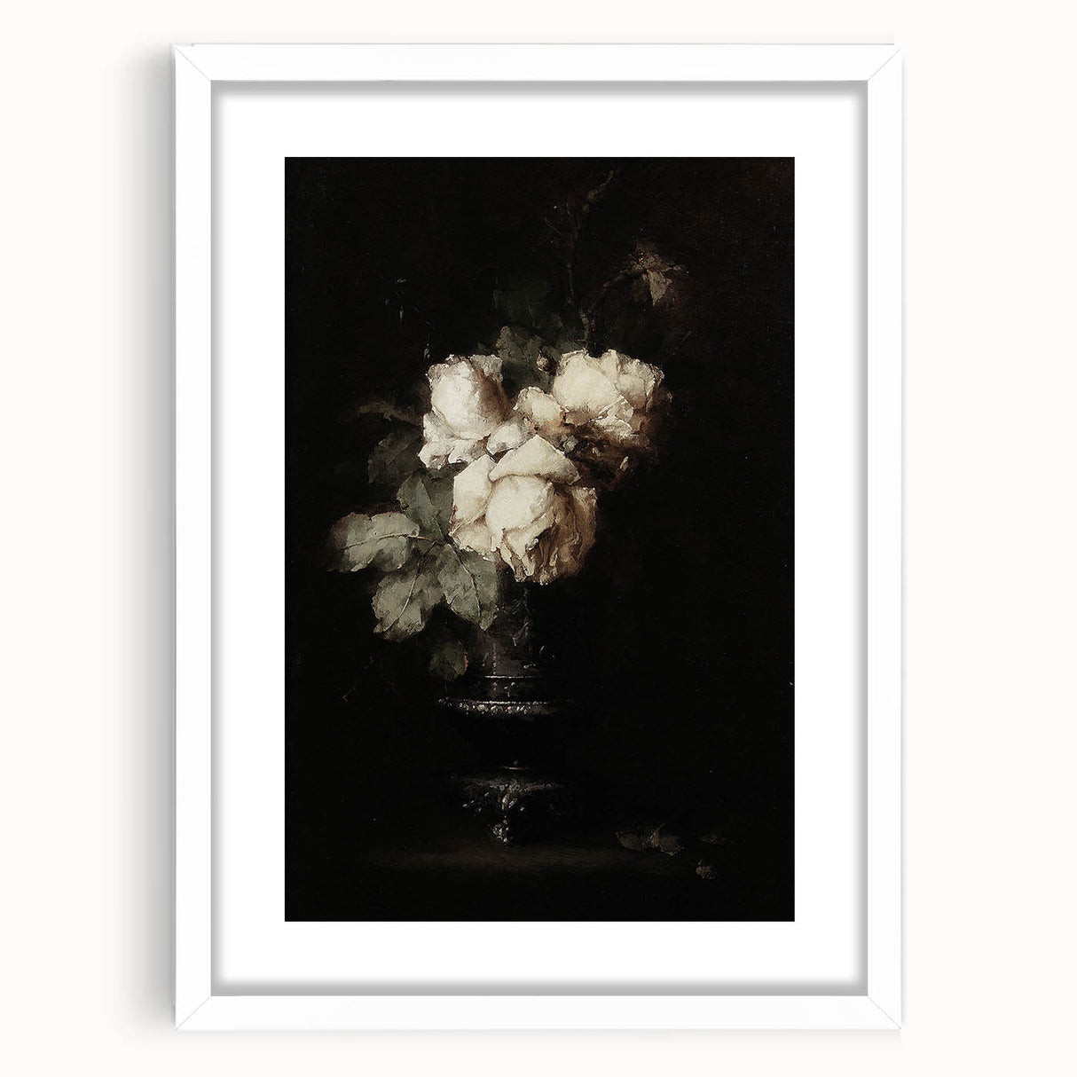 Dark Moody Wall Art - Timeless Floral Elegance in Dramatic Dark Tones