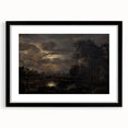 Moody Art Prints - Moonlit Night Over Castle and Forest Landscape
