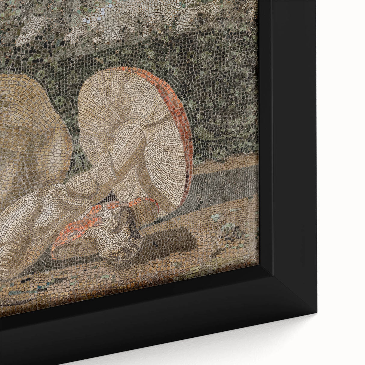 Dark Moody Wall Art: Mosaic Rabbit & Mushrooms - Timeless Dark Print