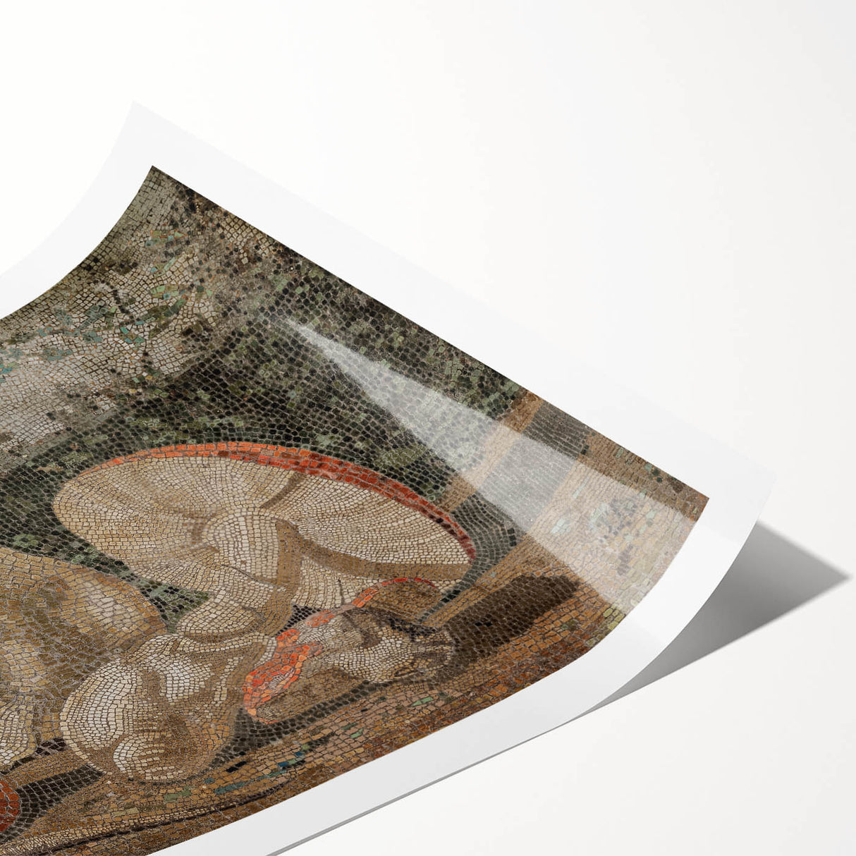 Dark Moody Wall Art: Mosaic Rabbit & Mushrooms - Timeless Dark Print
