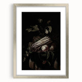 Dark Moody Wall Art - Elegant Still Life with Asparagus and Fruit