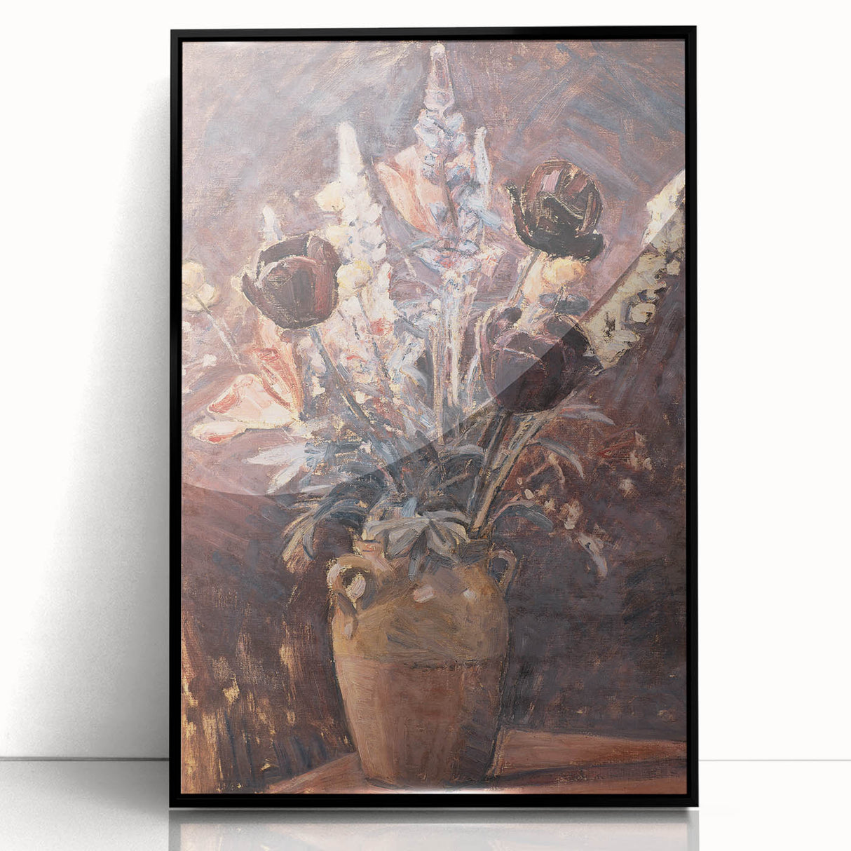 Rustic Floral Still Life - Warm Moody Flowers in a Vintage Vase