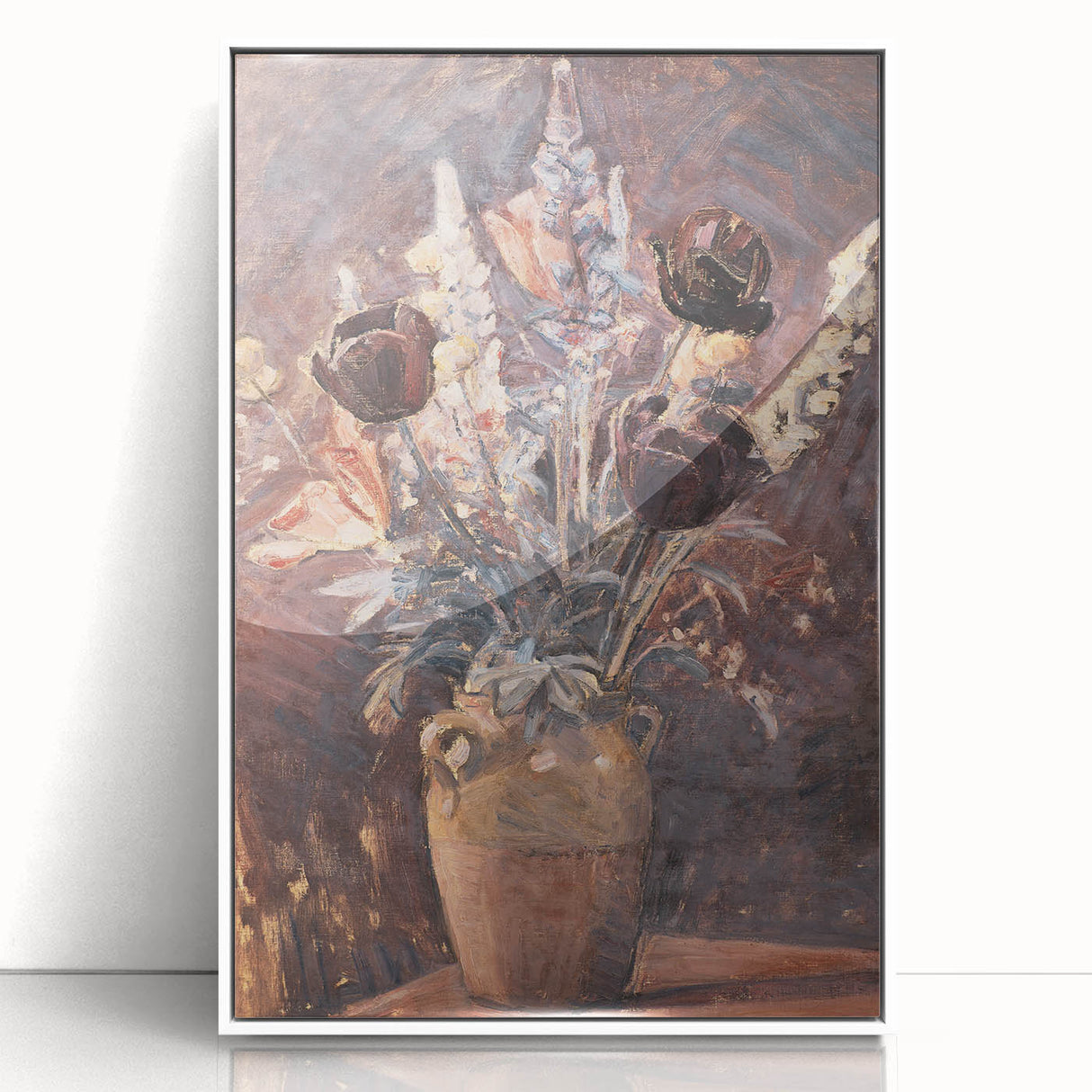 Rustic Floral Still Life - Warm Moody Flowers in a Vintage Vase