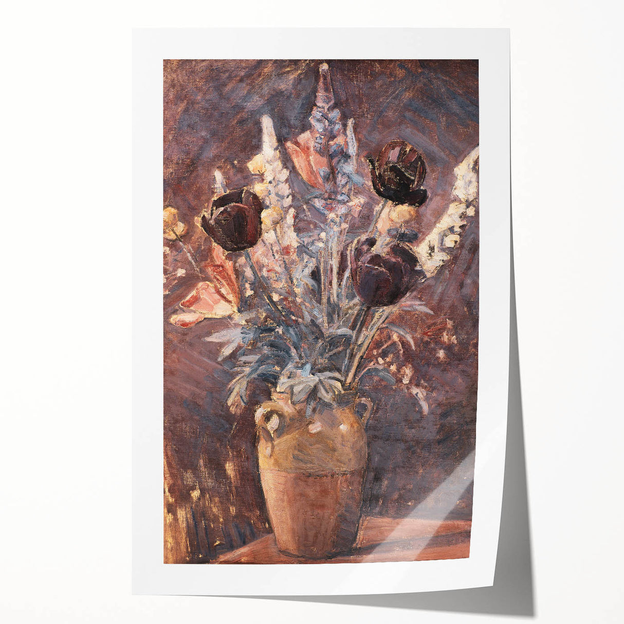 Rustic Floral Still Life - Warm Moody Flowers in a Vintage Vase