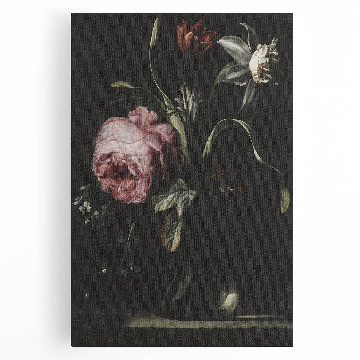 Dark Moody Floral Art - Elegant Flower Arrangement with Rich Lighting