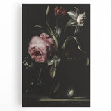 Dark Moody Floral Art - Elegant Flower Arrangement with Rich Lighting