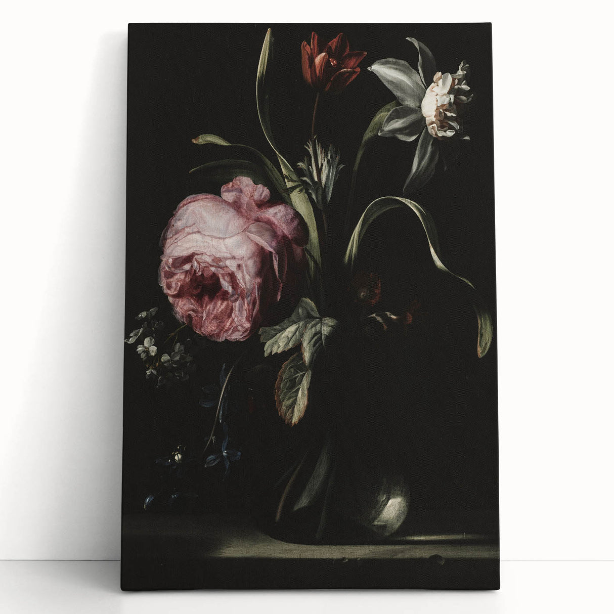 Dark Moody Floral Art - Elegant Flower Arrangement with Rich Lighting