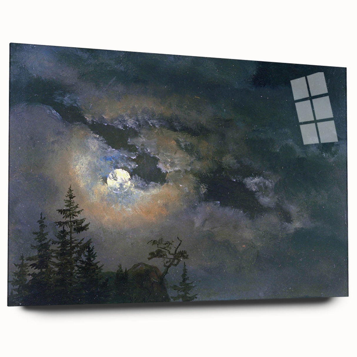 Dark Moody Wall Art - Atmospheric Moonlit Sky for Dramatic Interiors
