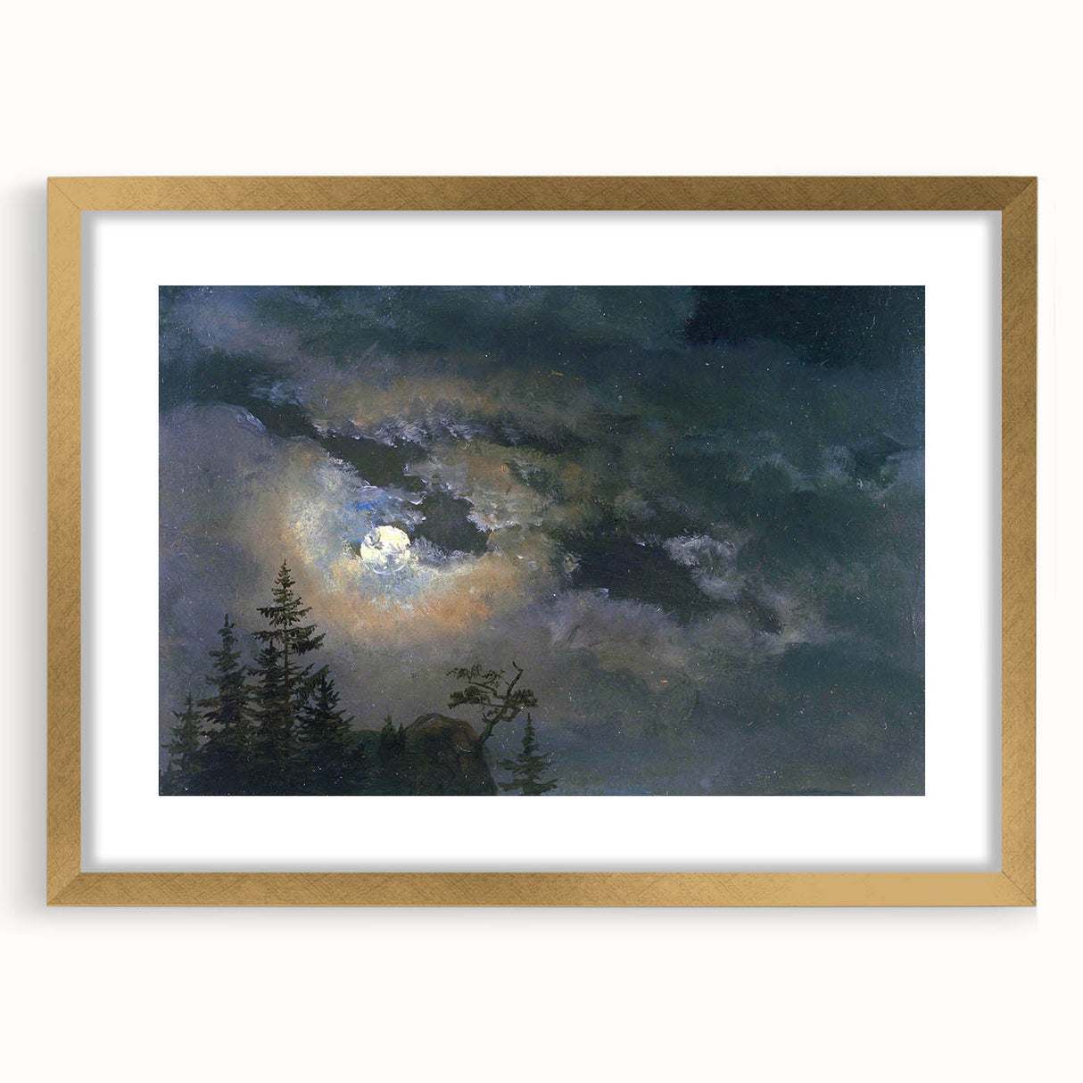 Dark Moody Wall Art - Atmospheric Moonlit Sky for Dramatic Interiors