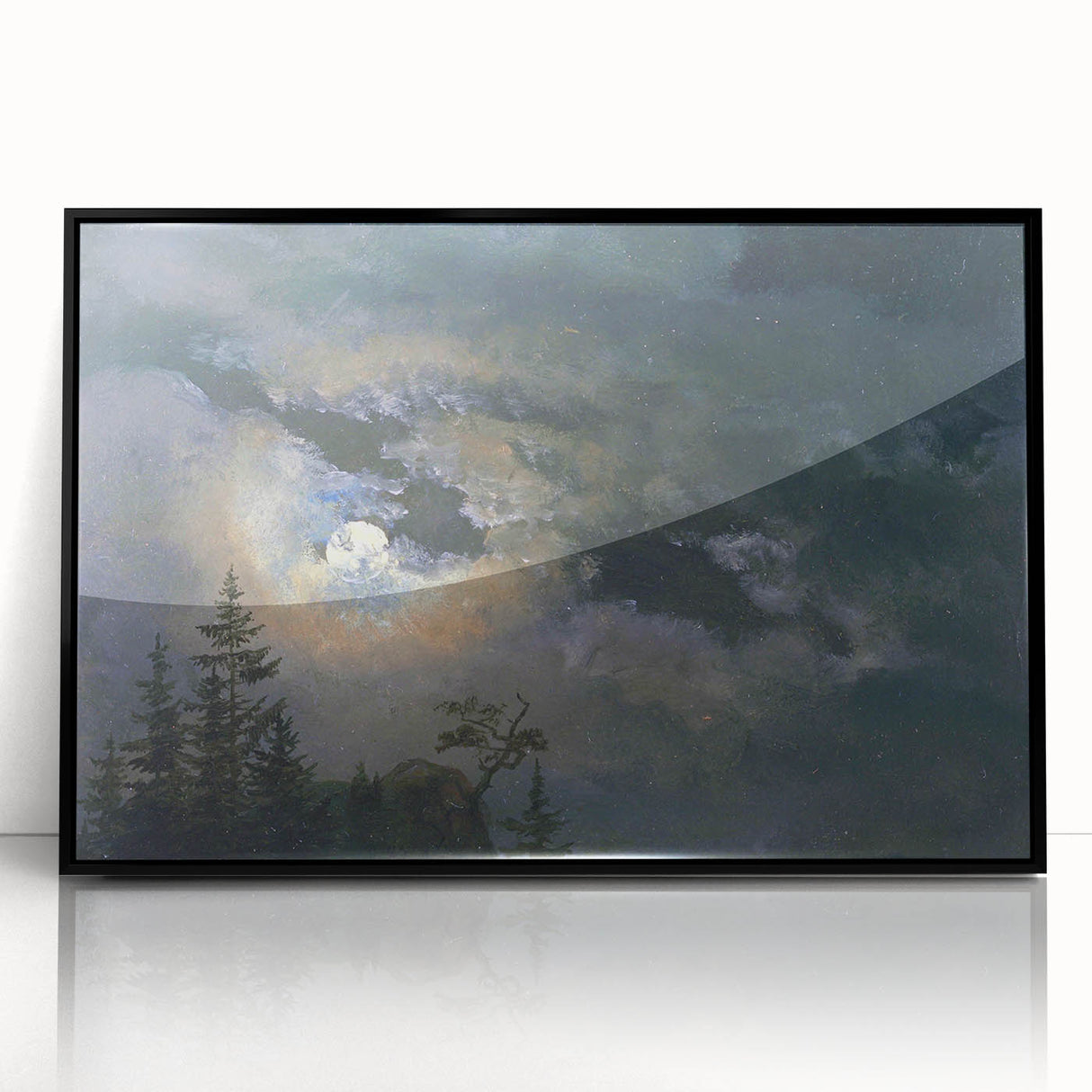 Dark Moody Wall Art - Atmospheric Moonlit Sky for Dramatic Interiors