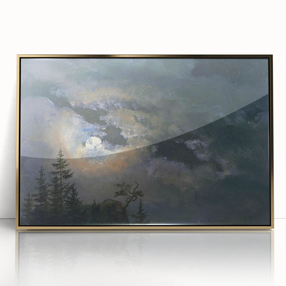 Dark Moody Wall Art - Atmospheric Moonlit Sky for Dramatic Interiors